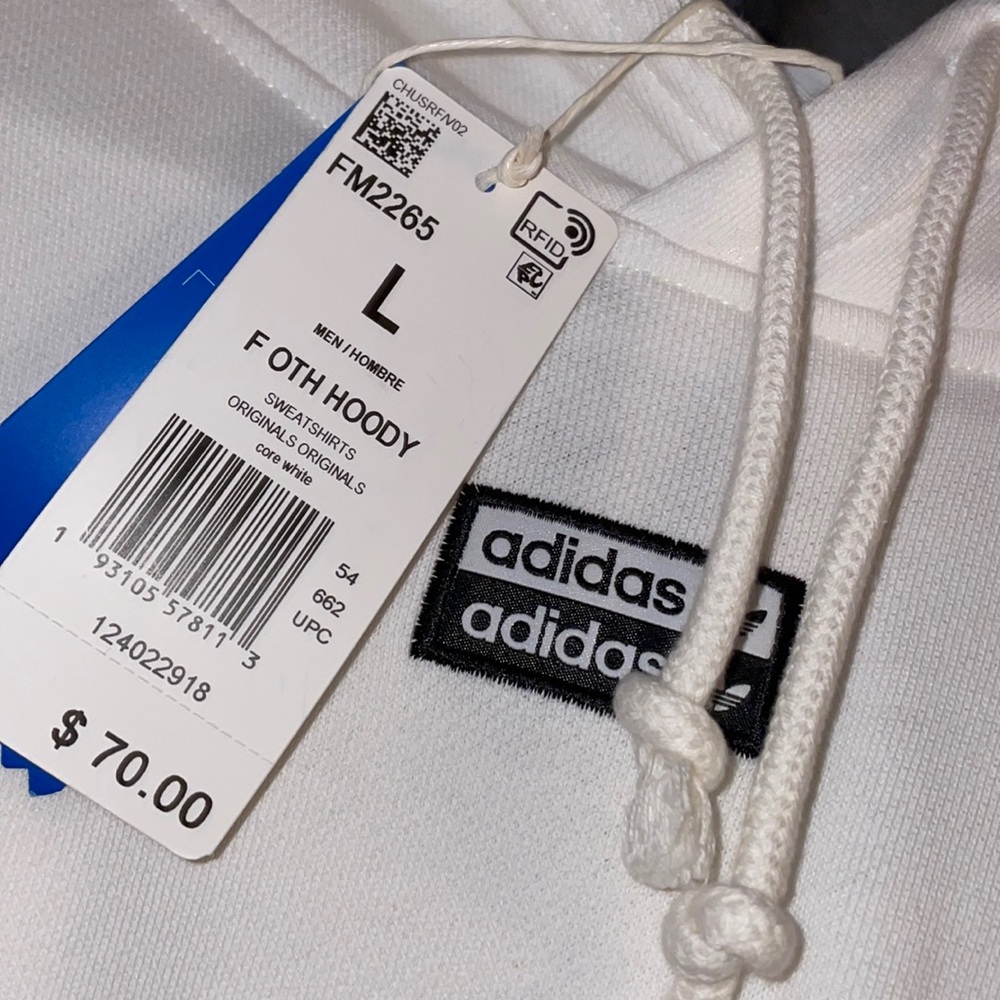 Adidas Originals White Trefoil Hoodie size Medium